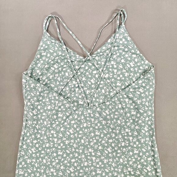 Active USA Dress Women's 2XL XXL Green Floral Knee Length Straps V-Neck Pullover - Picture 11 of 15